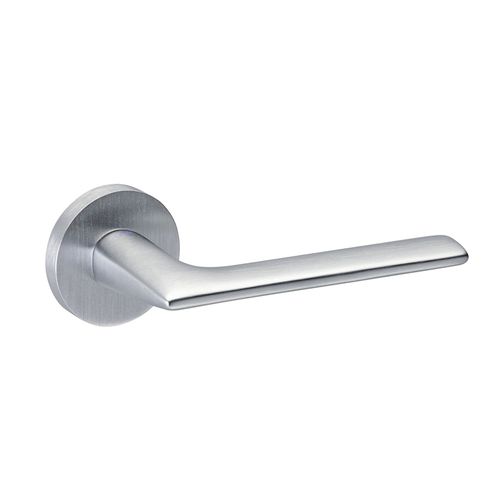 BRUSHED SATIN CHROME LEVER HANDLE BACI ROUND ROSE LH