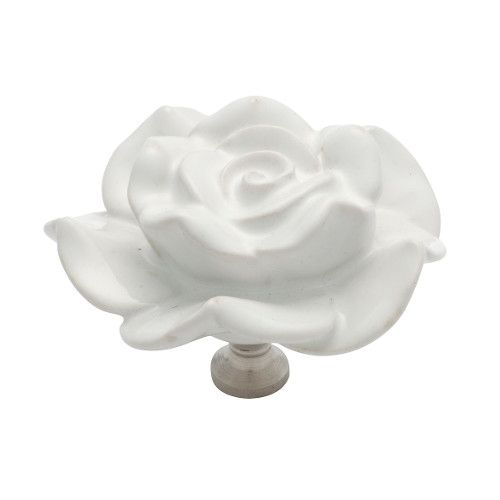 FLOWER KNOB CERAMIC WHITE/CP 60MM TR