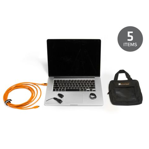 Tether Tools Starter Tethering Kit with USB 2 A to Mini B 5 pin, 4.6m Hi-Vis