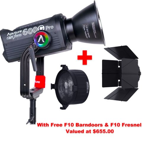 Aputure LS600C Pro RGBWW LED Light + Fresnel & Barndoor Kit