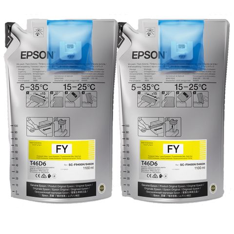 Epson UltraChrome DS6 Ink 1.1L x2  Fluro Yellow Bags (F9460H)