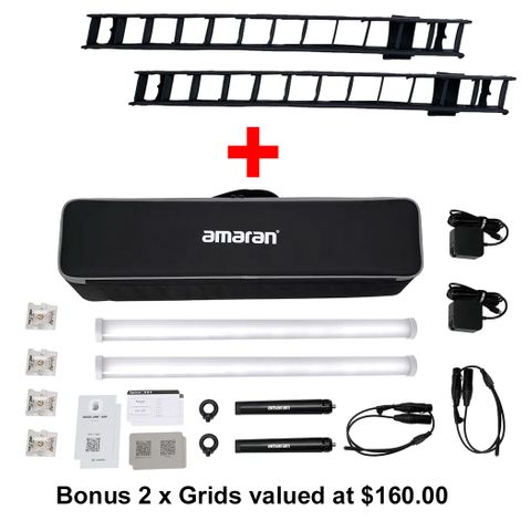 Amaran PT2C 2 Light RGBWW 600mm Production Kit + 2x Grids