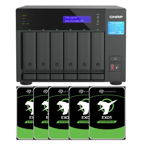 Qnap 6-Bay NAS Thunder Bolt TVS-H674T-I5-32G + 48TB Seagate Exos Drives