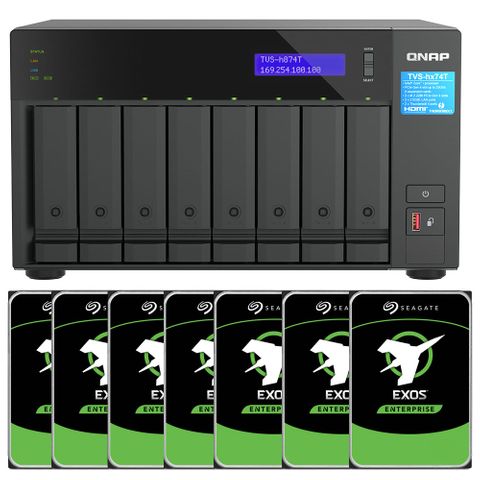 Qnap 8-Bay NAS Thunder Bolt TVS-H874T-I7-32G + 128TB Seagate Exos Drives