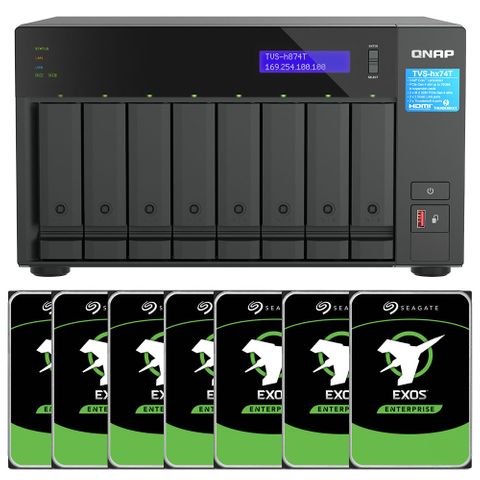 Qnap 8-Bay NAS Thunder Bolt TVS-H874T-I7-32G + 80TB Seagate Exos Drives