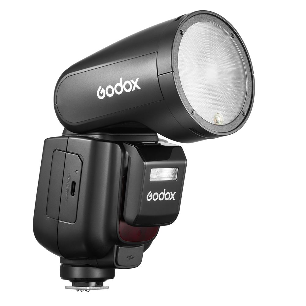  Godox V1-C Round Head Camera Flash Speedlite with Godox S2  Speedlite Bracket : Electronics