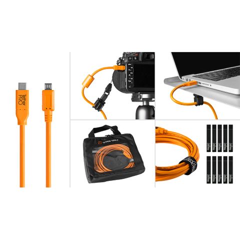 Starter Tethering Kit USB-C To 2.0 Micro-B 4.6m Hi-Vis Orange