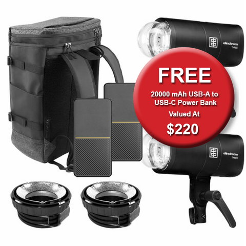 Elinchrom Three Dual Flash Kit + 2 x Free 18w Power Bank