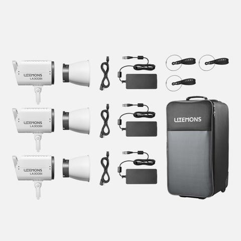 Godox Litemons LA300 Bi-Colour COB LED 3 Light Kit + Roller Case