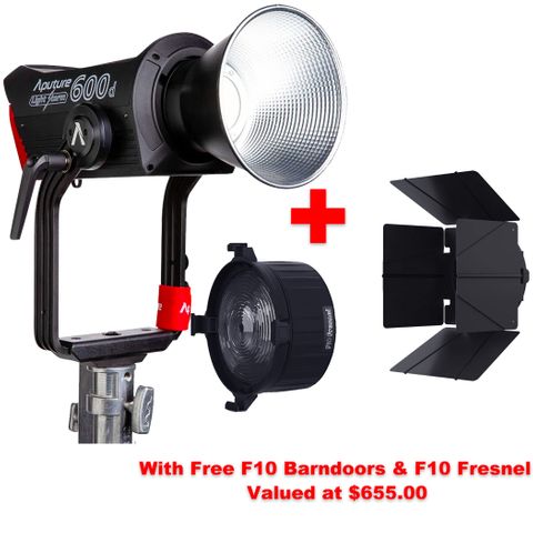 Aputure LS600D Std LED Light + F10 Fresnel & Barndoors