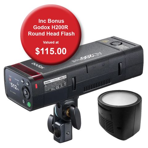 Godox AD200PRO II Flash Plus Free H200r Round Head