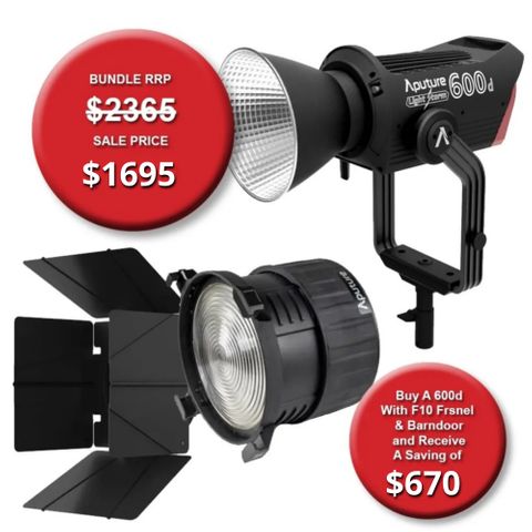 Aputure LS600D Std LED Light + F10 Fresnel & Barndoors