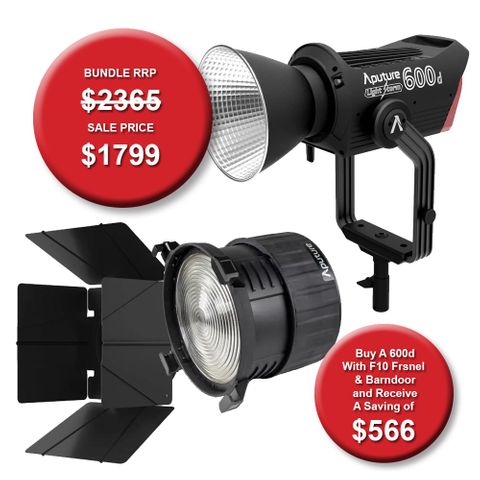 Aputure LS600D Std LED Light + F10 Fresnel & Barndoors