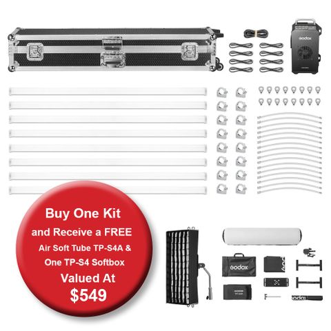 Godox Pixel Tube Light TP4R 8 Light Kit + TP-S4A Air Tube & TP-S4 Softbox