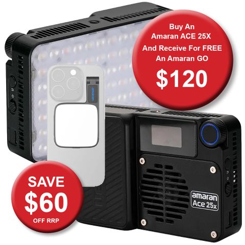 Amaran Ace 25x Charcoal Bi-Colour LED + Go Charcoal