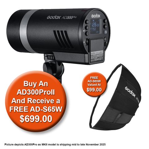 Godox AD300PROII Flash With + Free AD-S65W Softbox