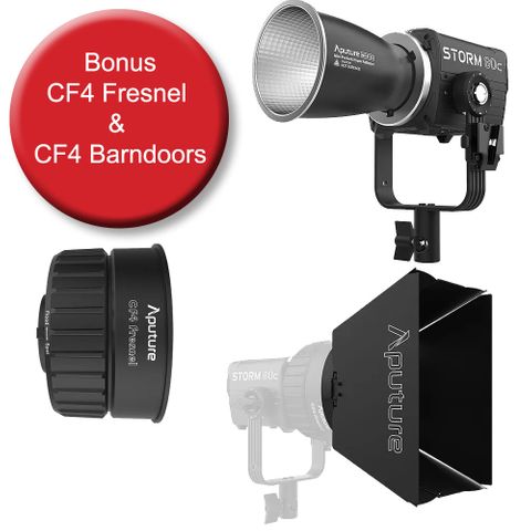 Aputure Storm 80c + CF4 Fresnel & CF4 Barndoors