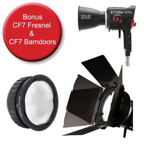 Aputure Storm 400X + CF7 Fresnel & Barndoor Kit