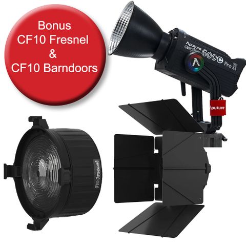 Aputure LightStorm 600C PROII RGB LED Light With F10 Fresnel & Barndoors