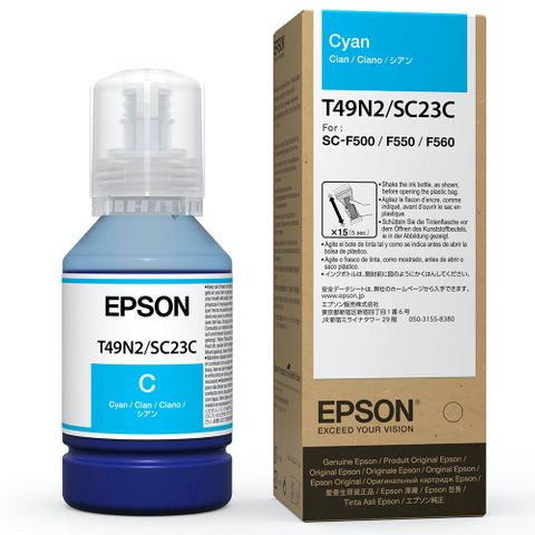 Epson F560 UltraChrome Dye Sub Ink Cyan 140ml - T49N2