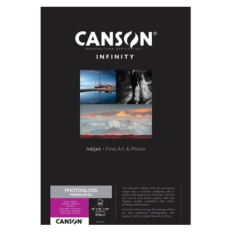 Canson Infinity PhotoGloss Premium RC 270gsm A3+ x 25 Sheets