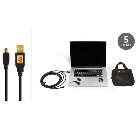 Tether Tools Starter Tethering Kit with USB 2 A to Mini B 5 pin, 4.6m Black