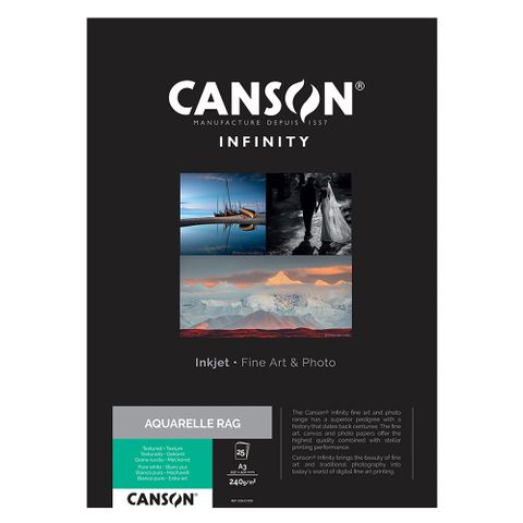 Canson Infinity Aquarelle Rag 240gsm A3 x 25 Sheets