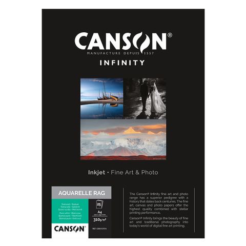 Canson Infinity Aquarelle Rag 310gsm A4 x 25 Sheets
