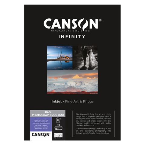 Canson Infinity Rag Photographique Duo 220gsm A4 x 25 Sheets