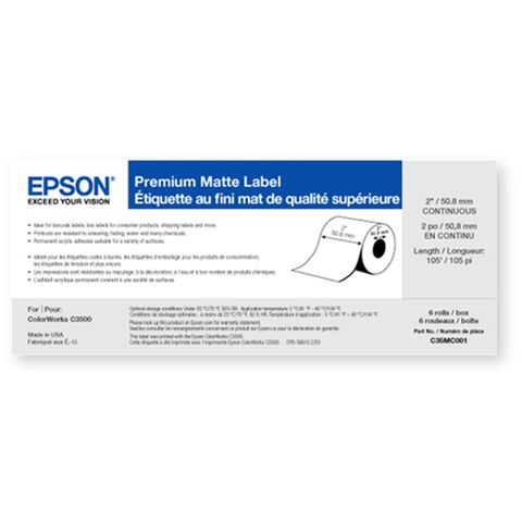 Epson Premium Matte Label - 6 Pack (Continuous 4 1/8inch