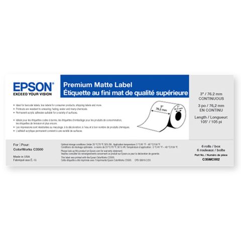 Epson Premium Matte Label - 6 Pack (Continuous 4inch, 10