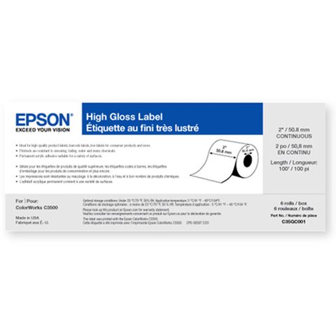 Epson High Gloss Label - 6 Pack (3x2inch, 76.2x50.8mm, 3