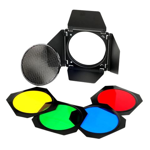 Godox Barndoor With Grid & Colour Filter Set - Ex Demo