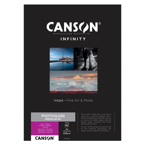 Canson Infinity PhotoGloss Premium RC 270gsm A3 x 25 Sheets