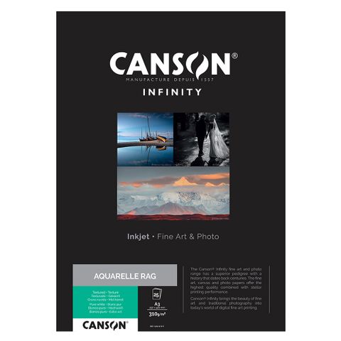 Canson Infinity Aquarelle Rag 310gsm A3 x 25 Sheets