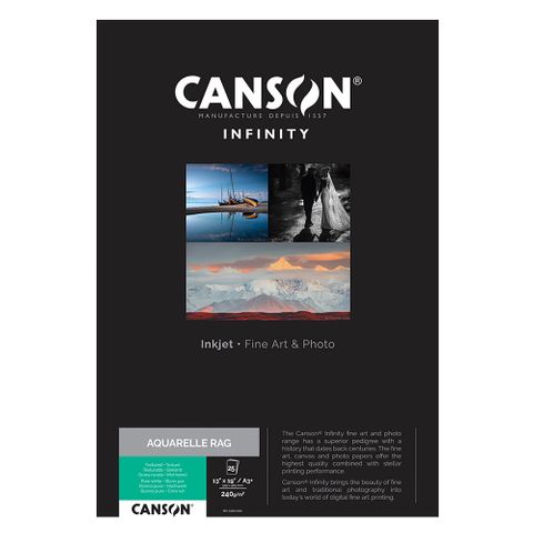 Canson Infinity Aquarelle Rag 240gsm A3+ x 25 Sheets