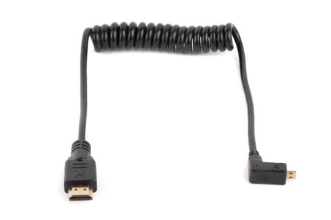 Wooden Camera -  Coiled Right Angle Micro HDMI to Full HDMI (12")