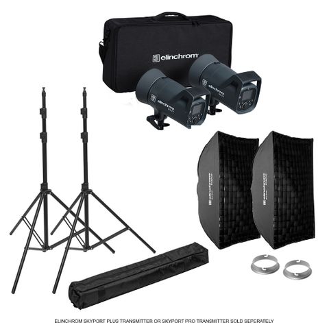 Elinchrom ELC 500/500 Softbox To Go Kit + Stands