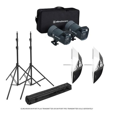 Elinchrom ELC 500/500 Umbrella To Go Kit + Stands