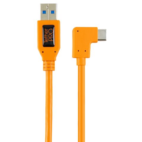 Tether Tools TetherPro USB 3 to USB-C Right Angle Pigtail 50cm Hi-Vis Orange