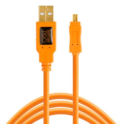 Tether Tools TetherPro USB 2 Male to Mini-B 8-Pin 4.6m Hi-Vis Orange