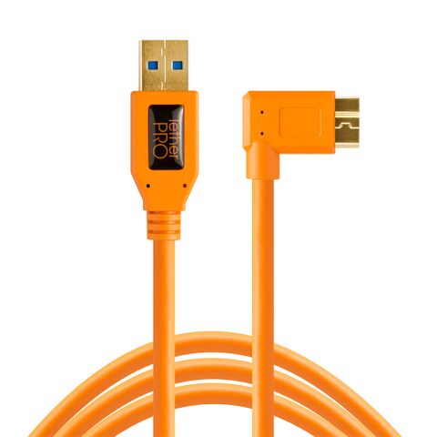 Tether Tools TetherPro USB 3 Micro-B Right Angle Adapter 4.6m Hi-Vis Orange