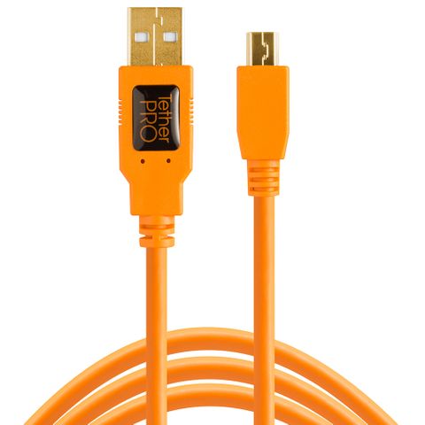 Tether Tools TetherPro USB 2 Male to Mini-B 5-Pin 4.6m Hi-Vis Orange