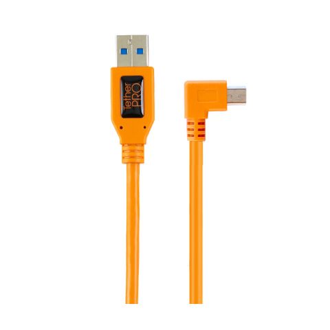 Tether Tools TetherPro USB 2 to Mini USB 5-Pin Right Angle Pigtail 50cm Hi-Vis Orange