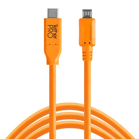 Tether Tools TetherPro USB-C to USB 2.0 Micro-B 5-Pin 4.6m Hi-Vis Orange