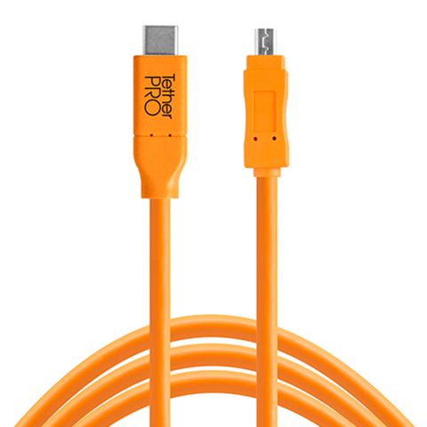 Tether Tools TetherPro USB-C to USB 2.0 Mini-B 8-Pin 4.6m Hi-Vis Orange