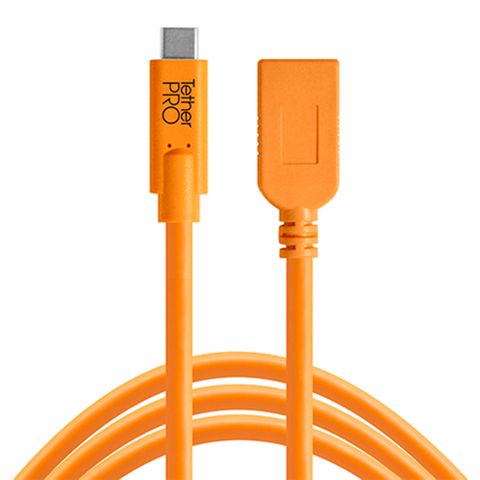 Tether Tools TetherPro USB-C to USB-A Female Adapter Extension 4.6m Hi-Vis Orange