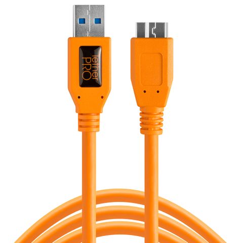 Tether Tools TetherPro USB 3 Male To Micro-B 5 Pin 4.6m Hi-Vis Orange