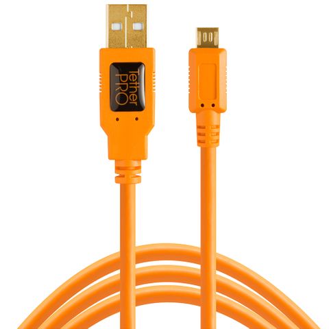 Tether Tools TetherPro USB 2 Male to Micro-B 5-Pin 4.6m Hi-Vis Orange