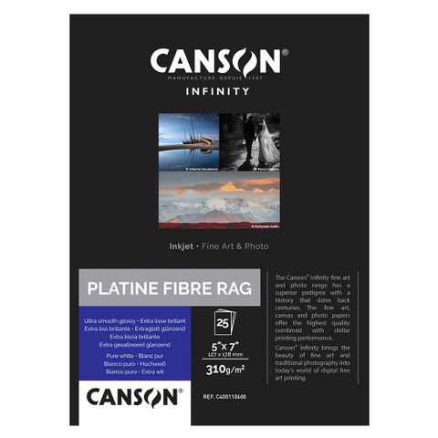 Canson Infinity Platine Fibre Rag 310gsm 5x7 x 25 Sheets